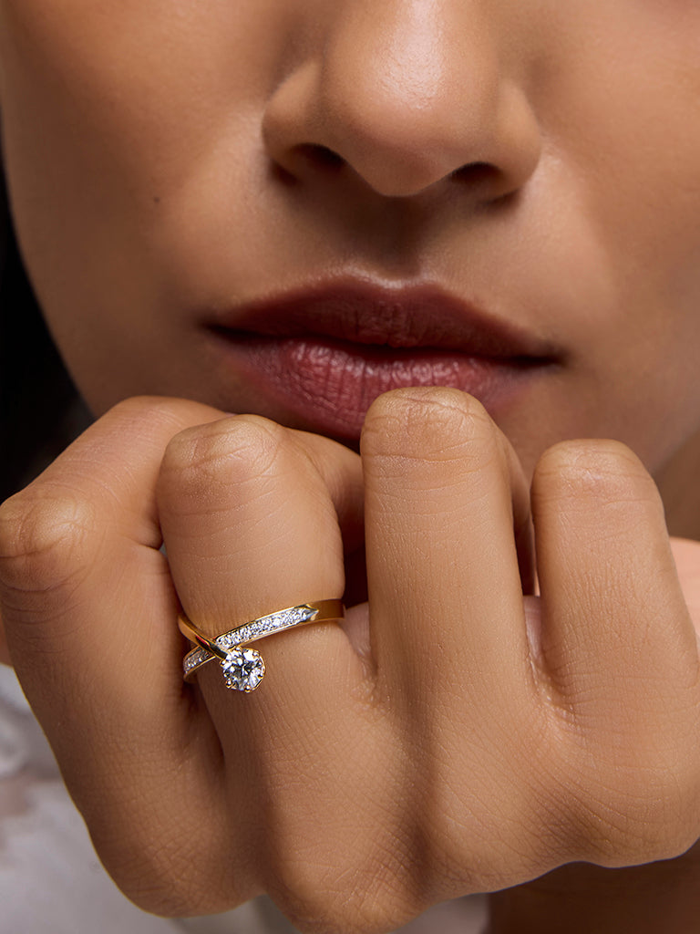 Classic Comet Gold Plated Lab Diamond Solitaire Ring