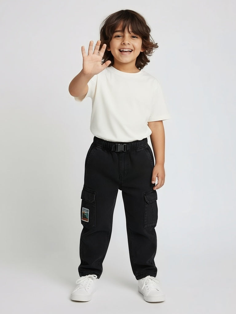 HOP Kids Boys Charcoal Mid-Rise Jeans
