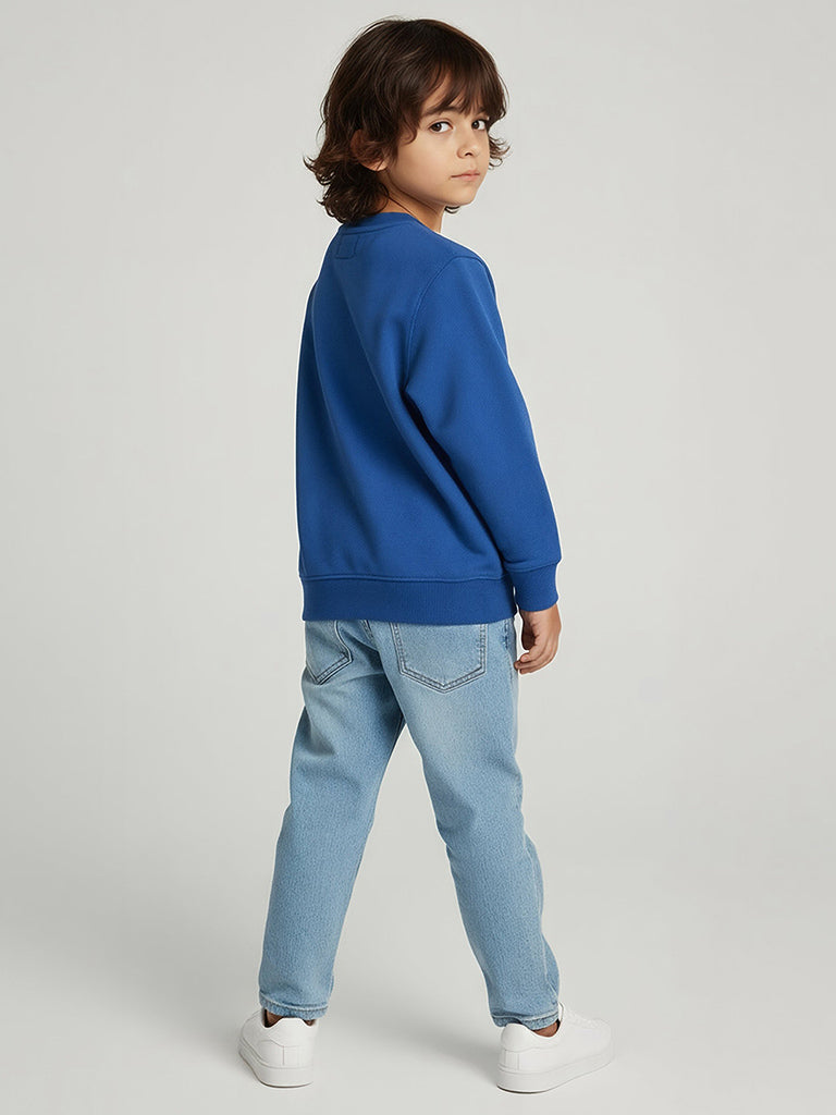 HOP Kids Boys Navy Animal Pattern Cotton-Blend Sweatshirt