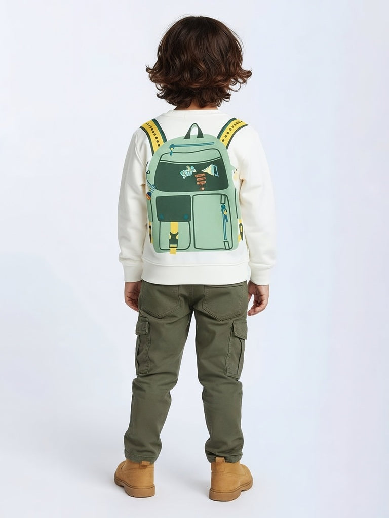 HOP Kids Boys Off-White Printed Cotton-Blend Sweatshirt