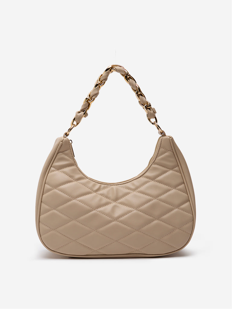 Westside Beige Quilted Baguette