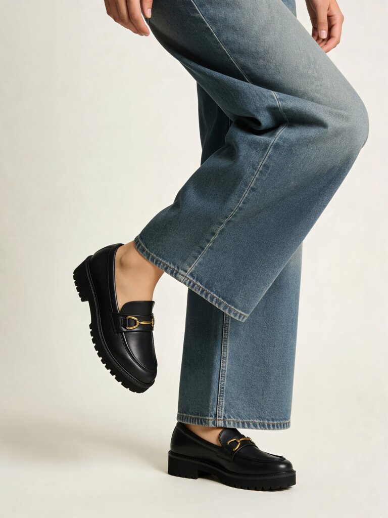 LUNA BLU Black Metal-Detailed Chunky Loafers