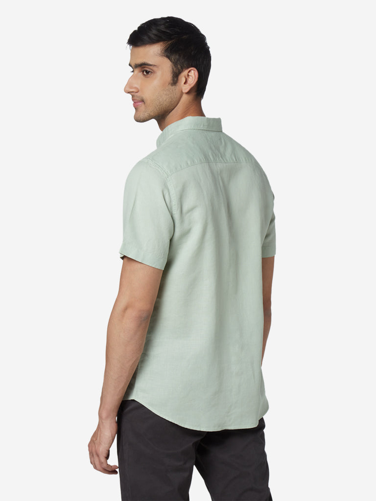 Buy WES Casuals Sage Green Slim Fit Shirt from Westside