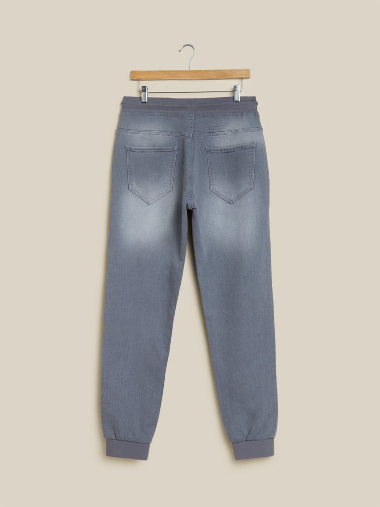 Nuon Grey Jogger-Style Carrot-Fit Rodeo Jeans