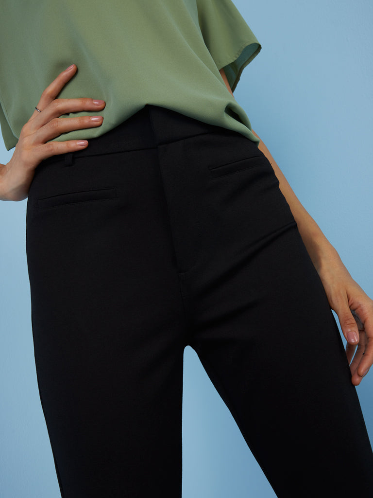 Buy Marks  Spencer Women Black Slim Bootcut Trousers  Trousers for Women  1770794  Myntra