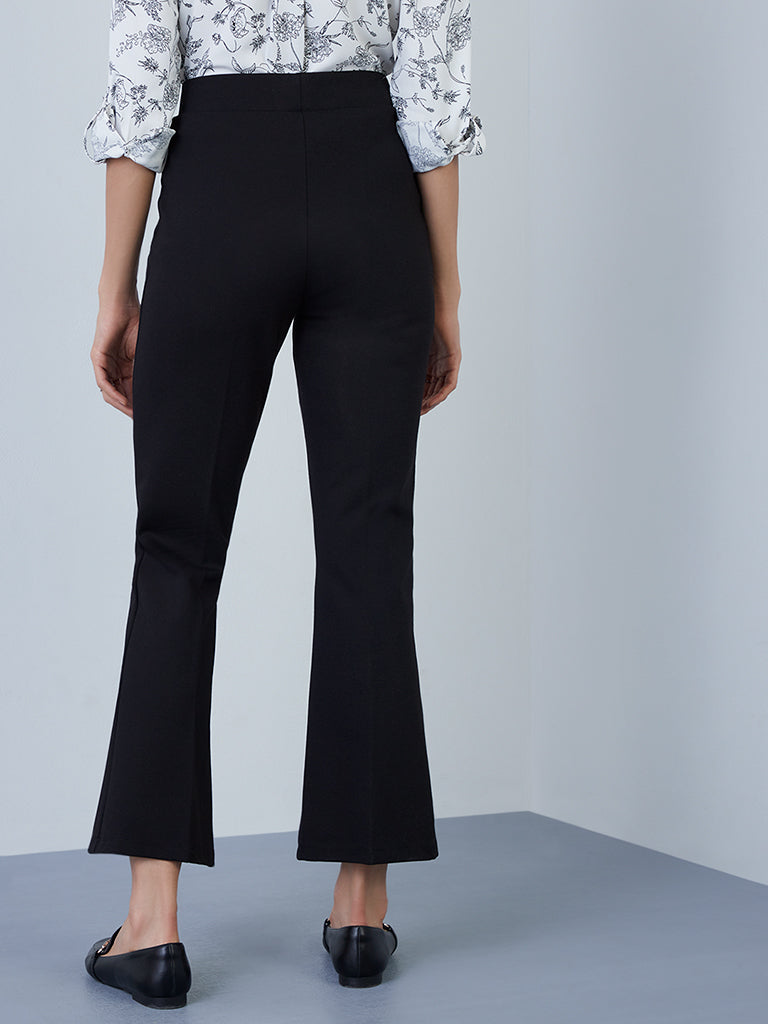 Women's Faux Leather Bootcut Trousers stretch wet look Black Pants | eBay