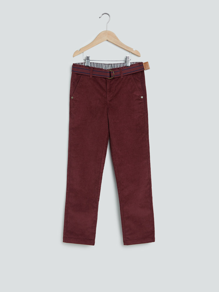 Buy John Players Burgundy Slim Fit Corduroy Trousers  Trousers for Men  1391241  Myntra