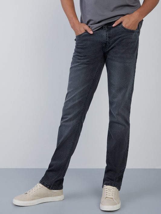 WES Casuals Grey Relaxed-Fit Jeans