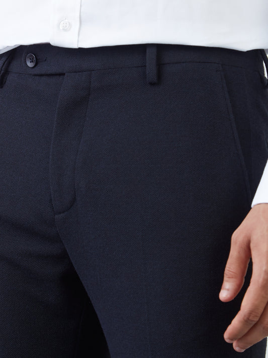 WES Formals Navy Carrot-Fit Trousers