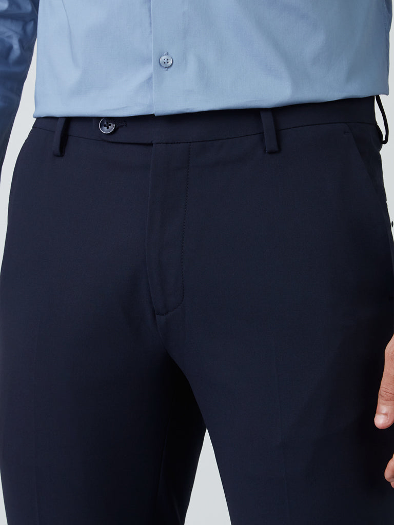 Buy Dark Blue Slim Fit Cotton Pants by GentWith | Worldwide Shipping