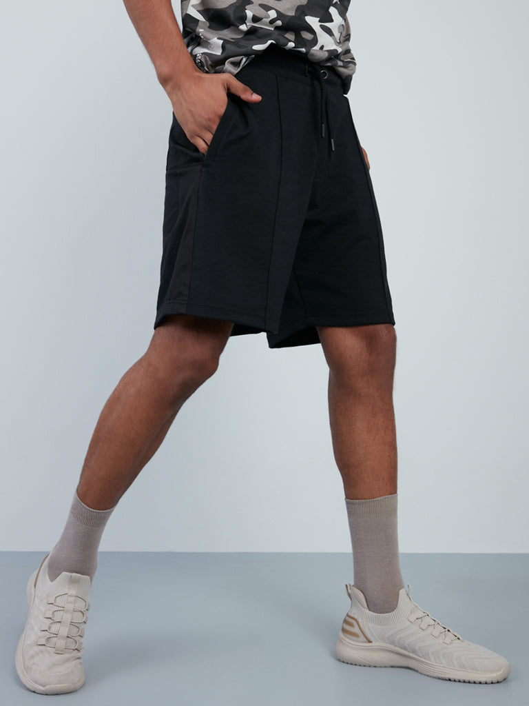 Buy Studiofit Black Seam Detail Shorts from Westside