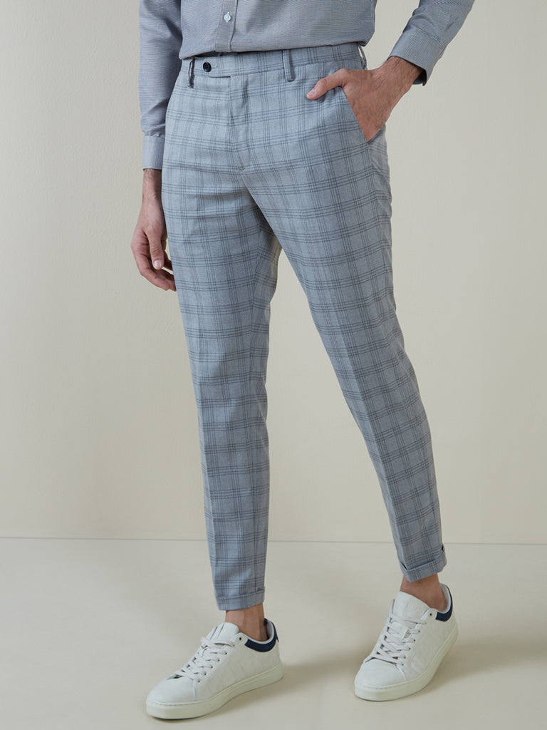 Buy Raymond Grey Regular Fit Checks Trousers for Mens Online  Tata CLiQ