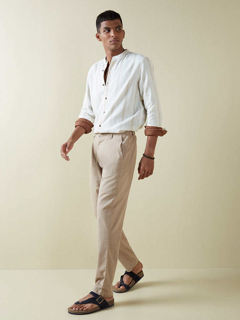 Man White Shirt Beige Pants Isolated Stock Photo 1596103396  Shutterstock