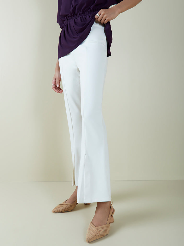 Buy Wardrobe Solid Beige High-Rise Trousers from Westside