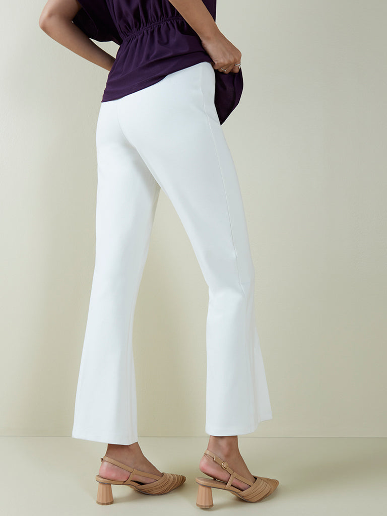 Buy White Straight Fit Trouser Pants Online - Aurelia
