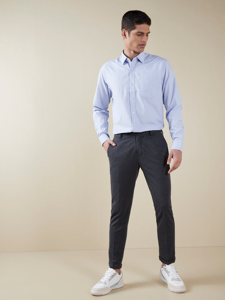 Man Blue Shirt Light Trousers Standing Stock Photo 66770206  Shutterstock