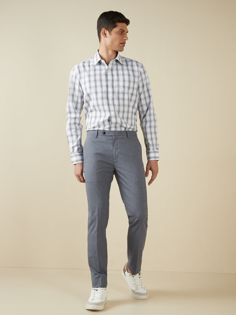 Shop WES Formals Navy UltraSlim Fit Trousers Online  Westside