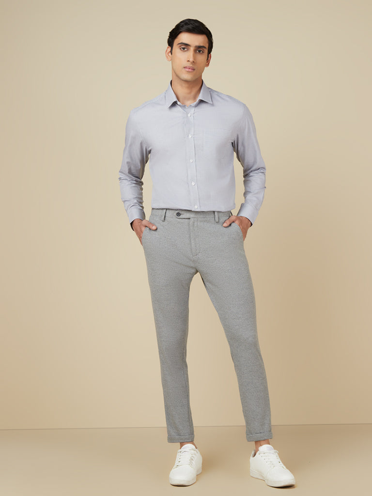 Shop WES Formals Grey CarrotFit Trousers Online  Westside