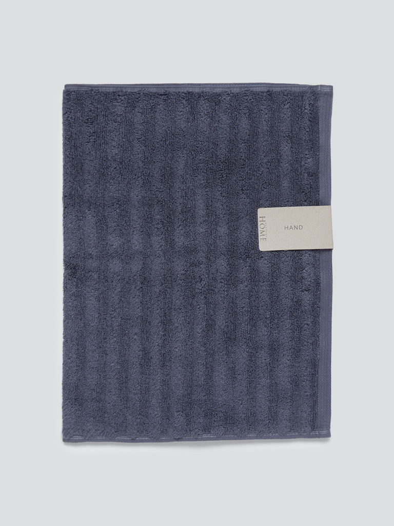 Buy Westside Home Dark Grey Self Striped Small 550 GSM Hand Towel