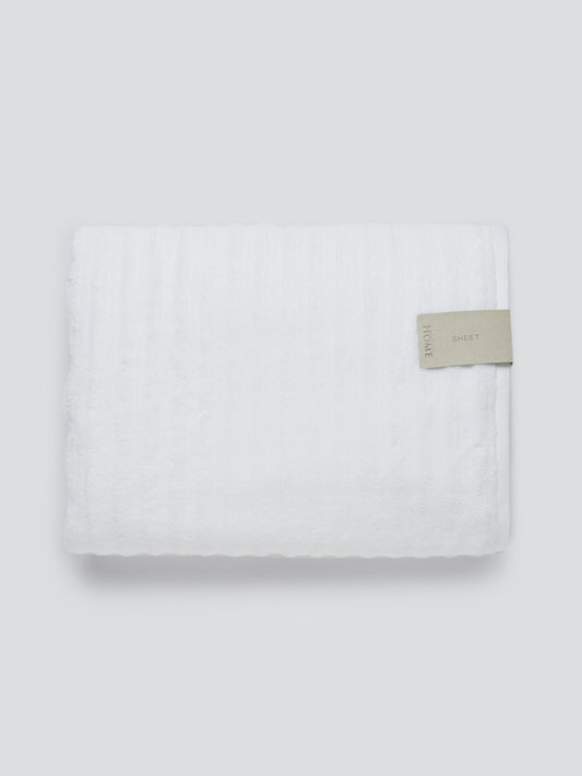 Westside Home White Self-Striped Large 550 GSM Bath Towel