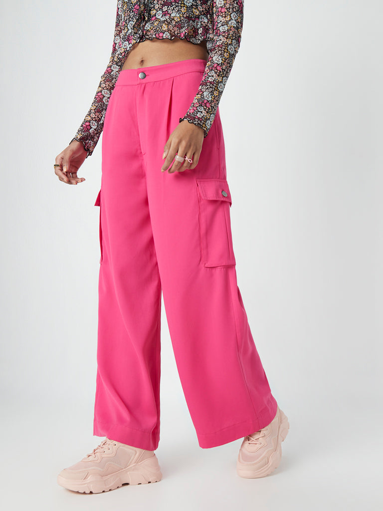 Straight cargo trousers  Light pink  Ladies  HM IN