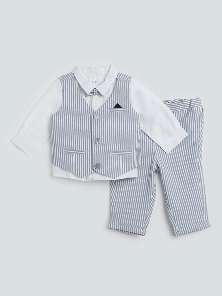 Buy Jeetethnics Boys Blue Checked Waistcoat Set with Shirt and Trousers  6026E at Amazonin