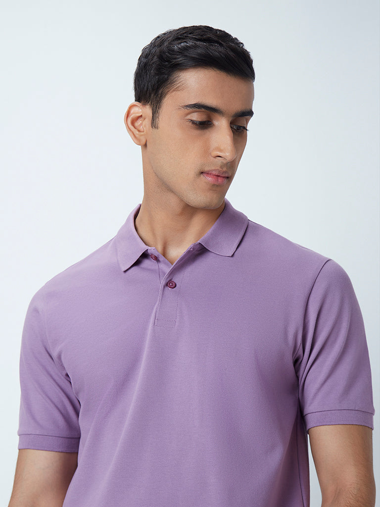 Buy WES Casuals Lavender Relaxed Fit Polo T Shirt from Westside