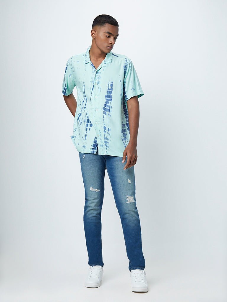 Nuon Sea Green Tie-Dye Relaxed-Fit Shirt