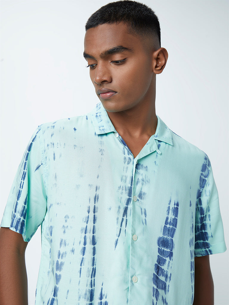 Nuon Sea Green Tie-Dye Relaxed-Fit Shirt