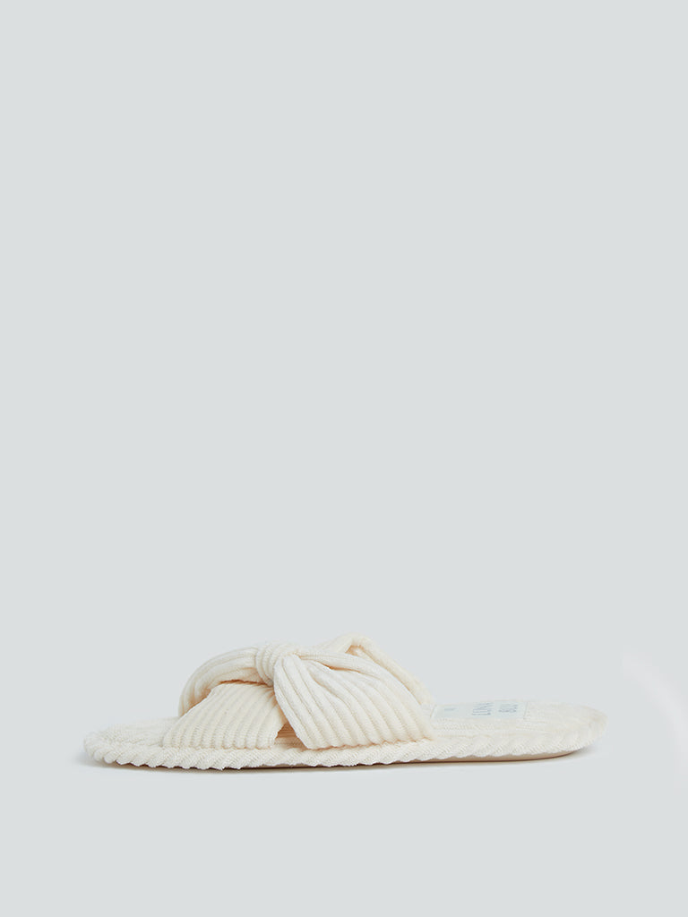 Shop LUNA BLU Cream Velveteen Slides Online – Westside