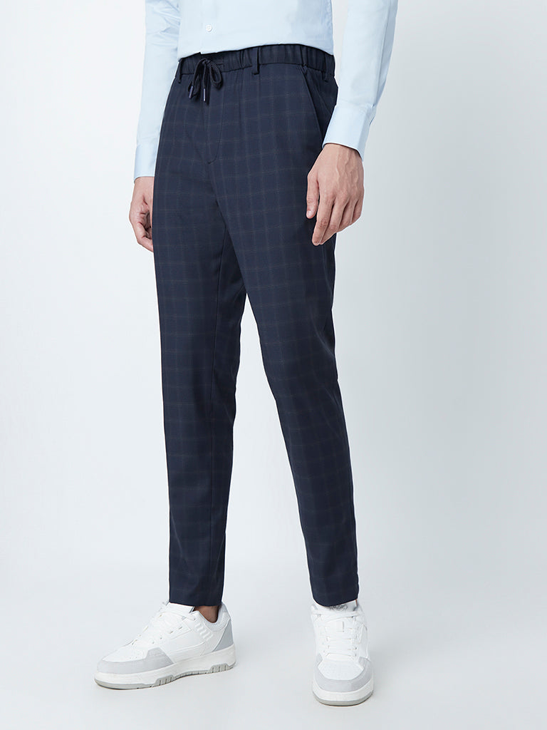 Buy Peregrine by Pantaloons Grey Slim Fit Checks Trousers for Mens Online   Tata CLiQ