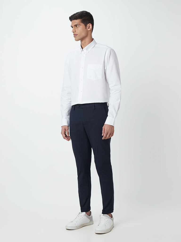 WES Formals White Cotton Relaxed-Fit Shirt