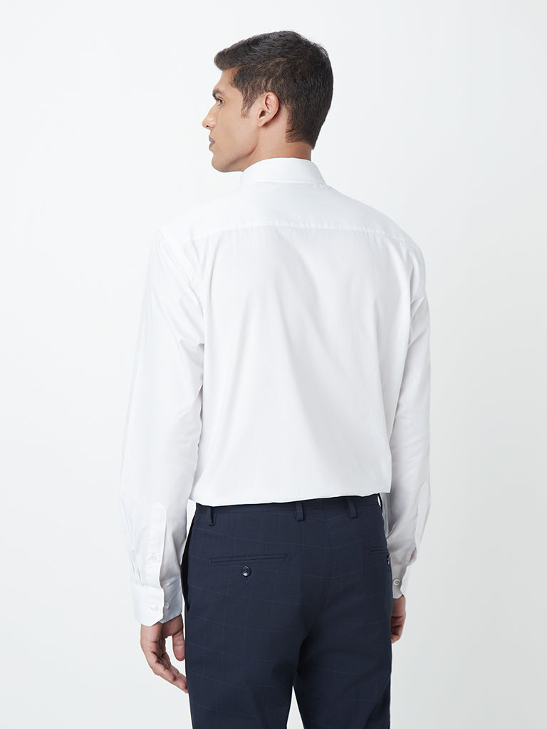 WES Formals White Cotton Relaxed-Fit Shirt