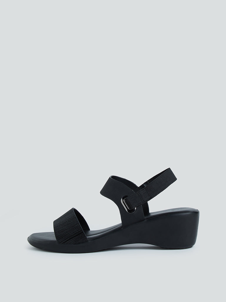 Black leather wedge outlet sandals