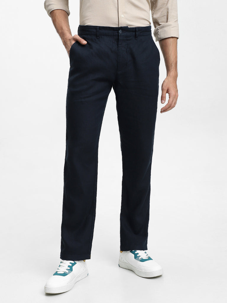 Mens Navy Blue Formal Trousers