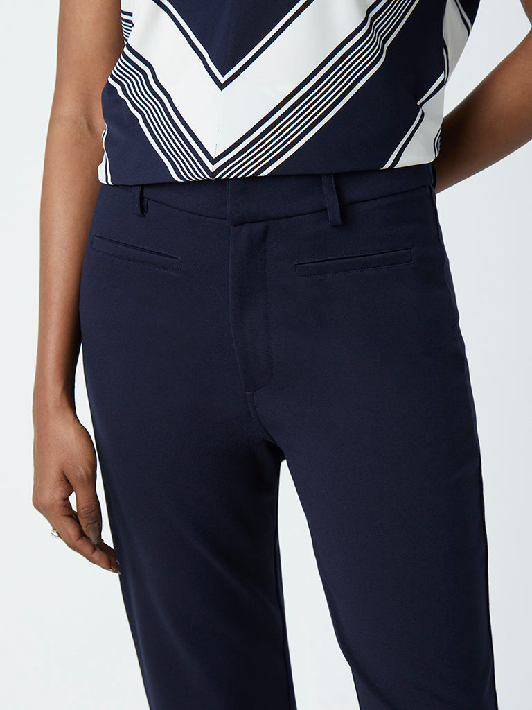 Buy Navy Blue Trousers  Pants for Women by Fig Online  Ajiocom