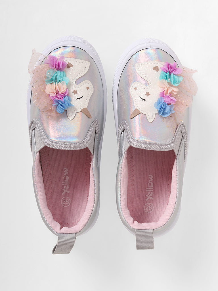 Shop Yellow White Unicorn Slip On Shoes Online – Westside