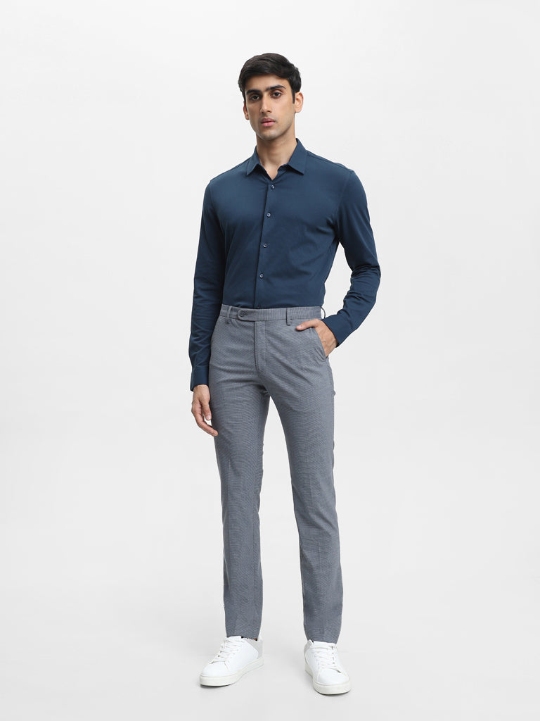 Men's Cotton Unstitched black Shirt and blue pant Formal Trousers Fabric  Set), Top & Bottom Fabric