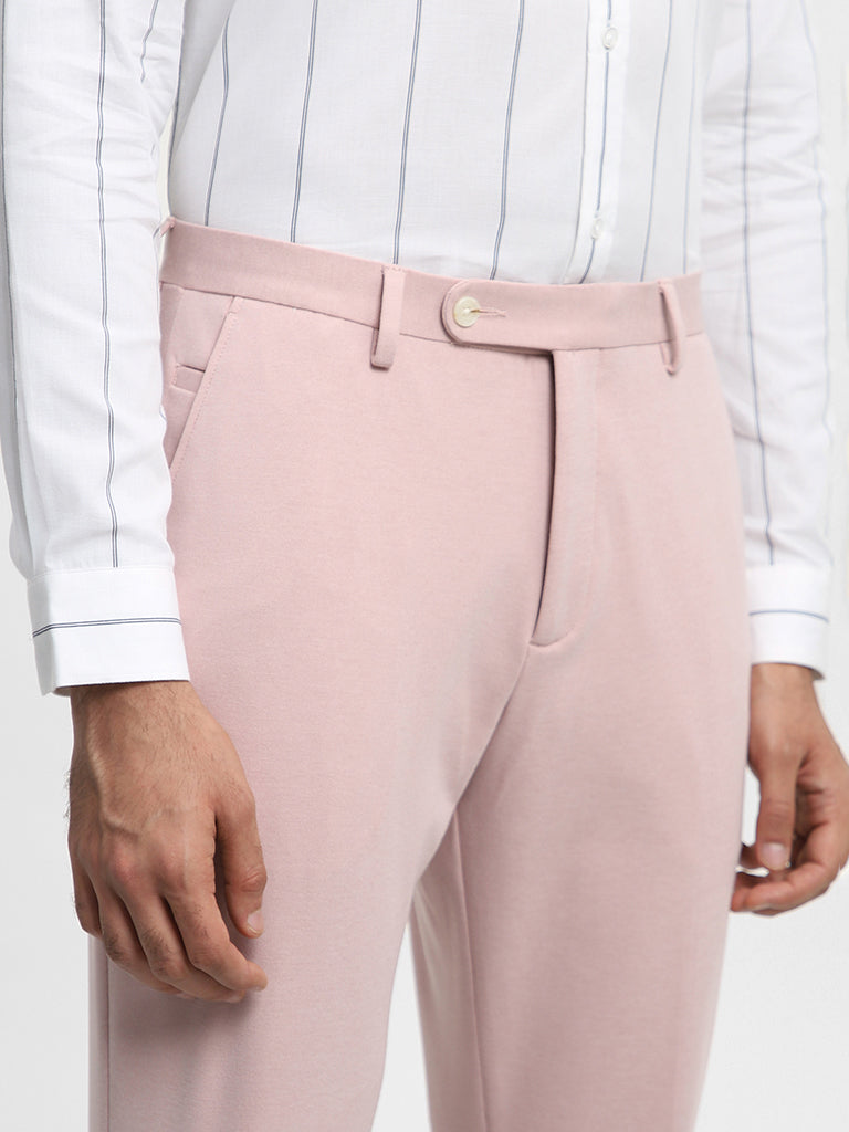 Peter England Trousers  Chinos Peter England Pink Formal Trousers for Men  at Peterenglandcom