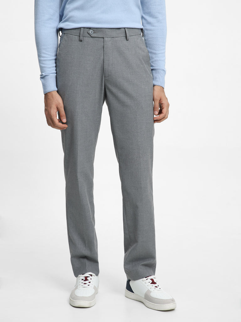 Shop WES Formals Solid Grey Relaxed Fit Trousers Online  Westside
