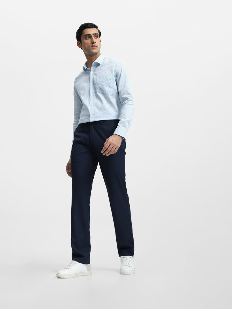 Shop WES Formals Navy SlimFit Trousers Online  Westside