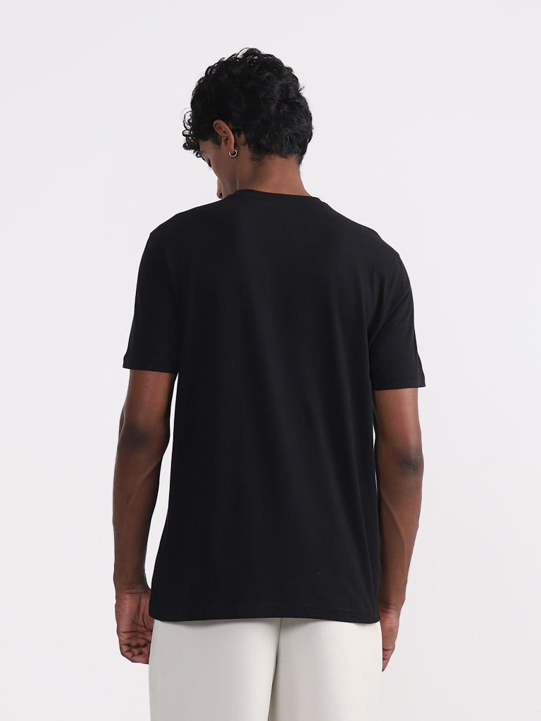 Studiofit by Westside Printed Black Slim Fit T-Shirt