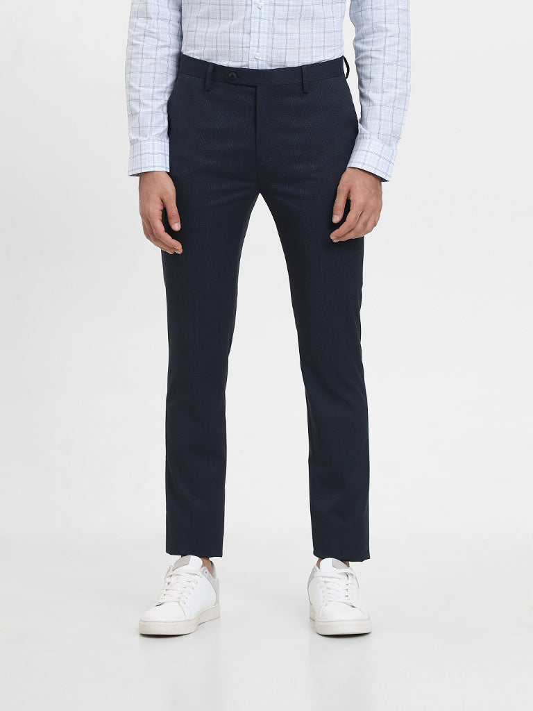 Plain Blue Color Regular Fit Formal Trousers