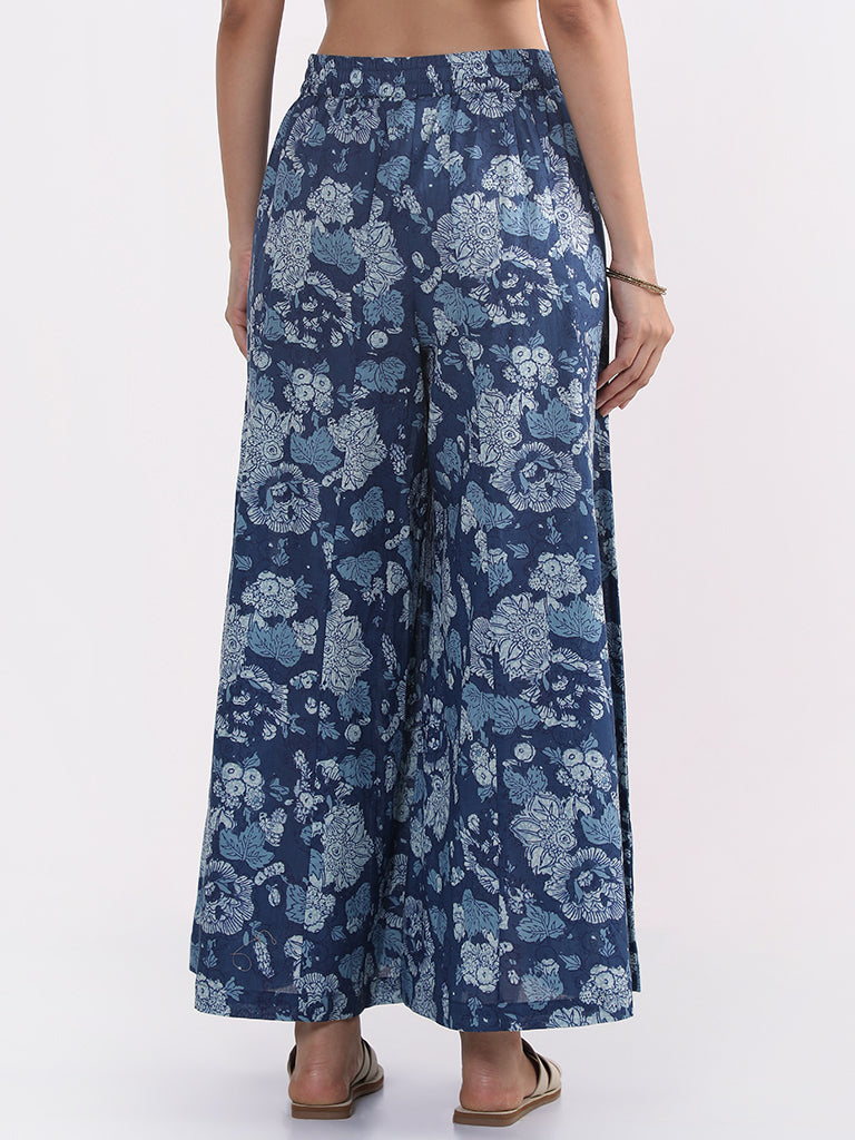 Shop Blue Chanderi Layered Palazzo Pants by ASMI BY MAYANK MODI at House of  Designers  HOUSE OF DESIGNERS