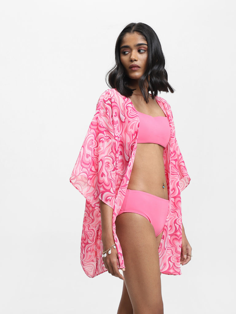 Buy Wunderlove Swimwear Pink Swirl Heart Kimono from Westside