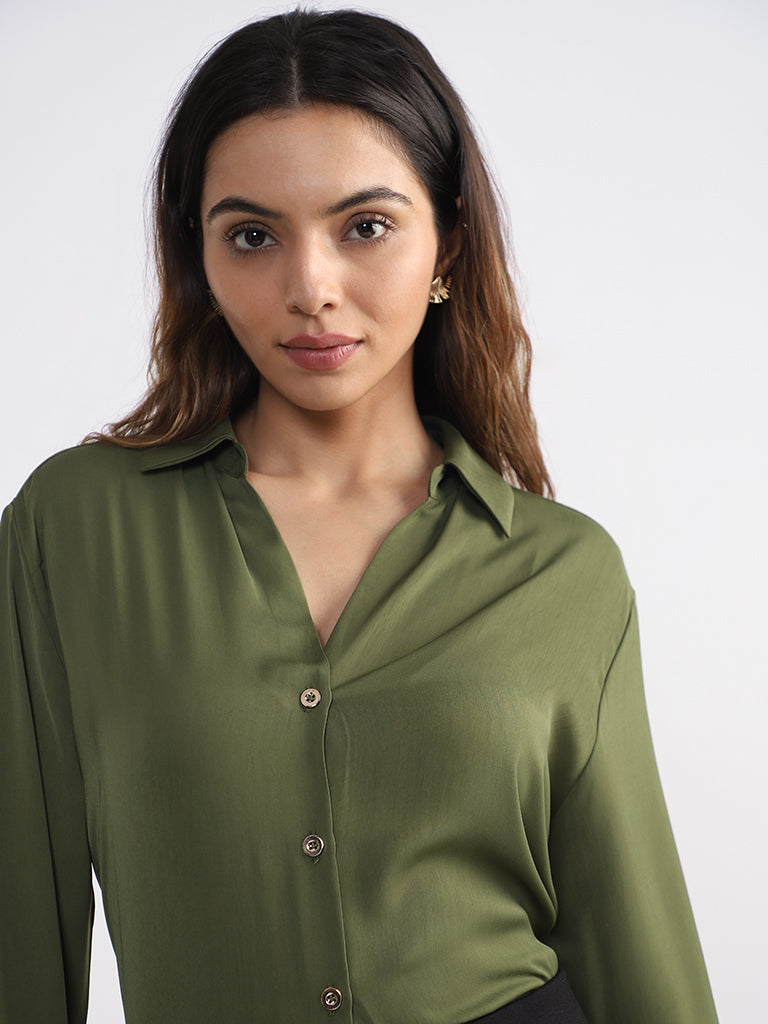 Green store formal blouse