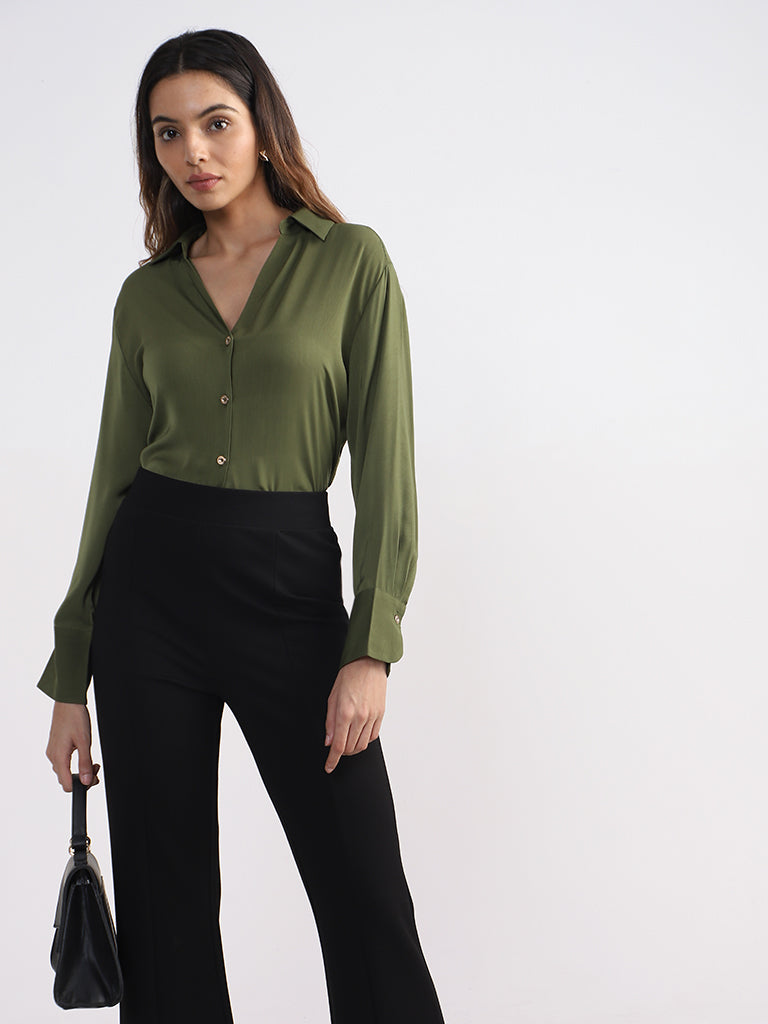 Green hot sale formal blouse