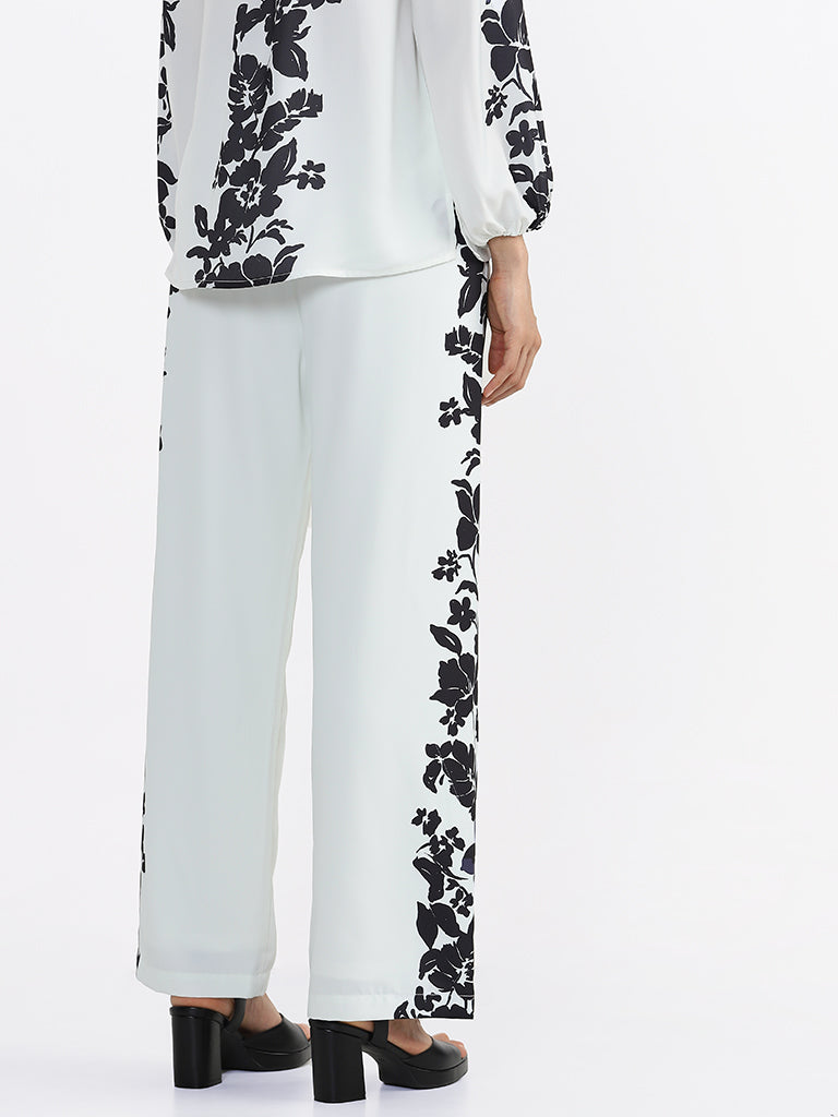 Wide trousers  BlackFloral  Ladies  HM IN